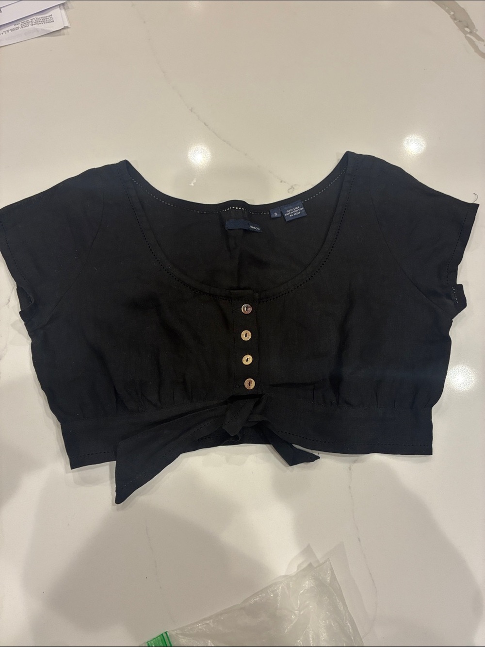 Linen tie crop top